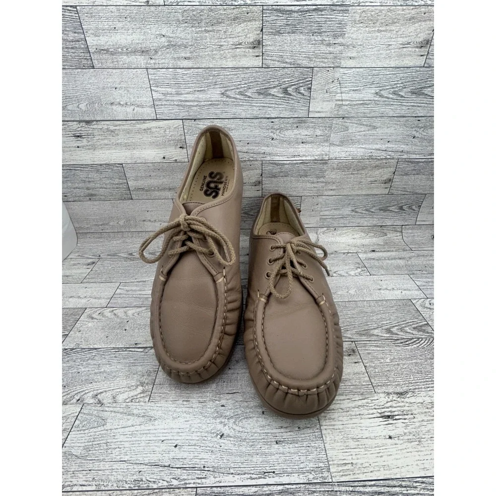 SAS Free Time Taupe Leather Lace Up Walking Shoes‎ Women Sz 10.5 WW Handsewn USA